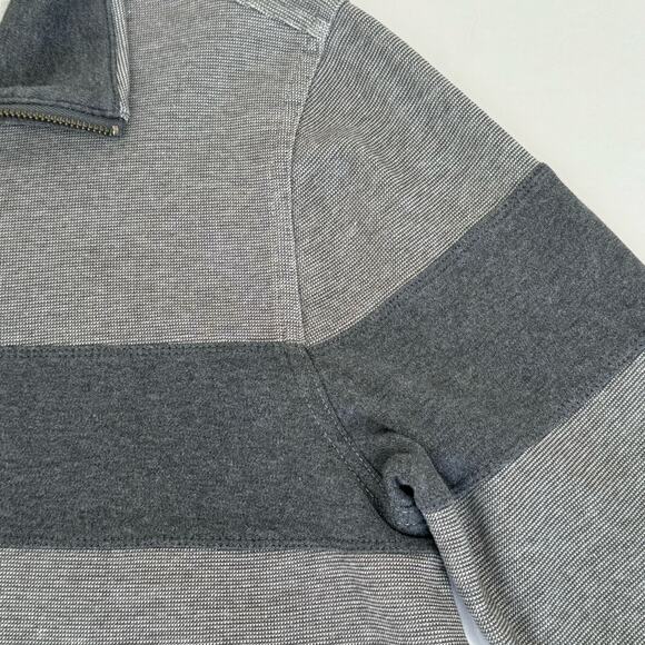 Banana Republic 1/4 Zip Gorpcore Two-Tone Long Sleeve Pullover Men L Cotton Gray - Picture 3 of 9